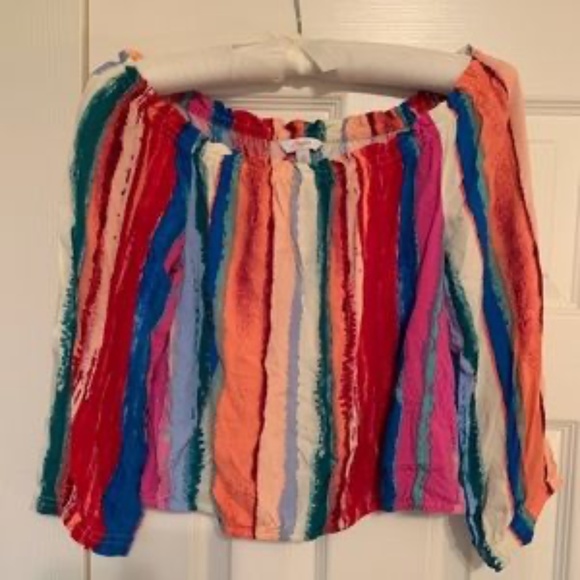 Candie's Multicolor Stripe Top On or Off Shoulder Size Small - Picture 2 of 5